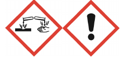 Calcium acetylacetonate GHS hazard pictograms: corrosive and exclamation mark
