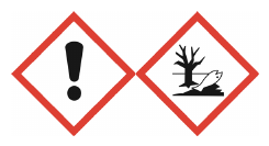 Zinc acetylacetonate GHS hazard pictograms: exclamation mark and environmental hazard